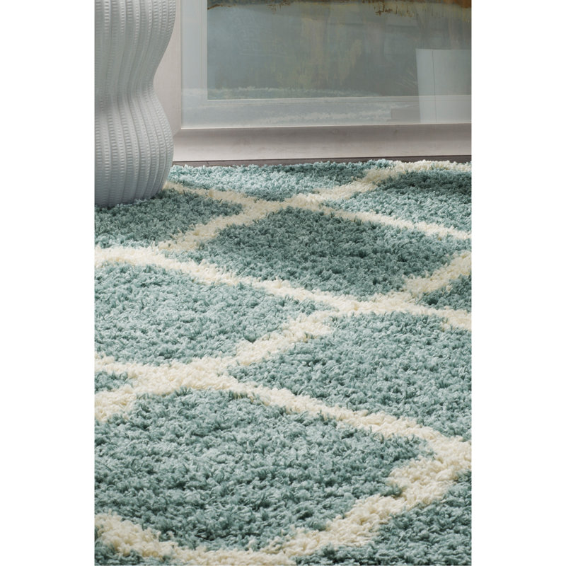 Tapis en polypropylène écume de mer / ivoire Alonnah, Carré 4 pi