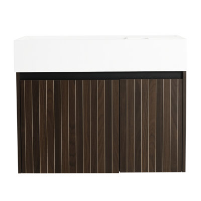 30 Inch Bathroom Vanity With Sink, Float Mounting Design, Plywood Material For Bathrooms Hinges, Spacious Bath