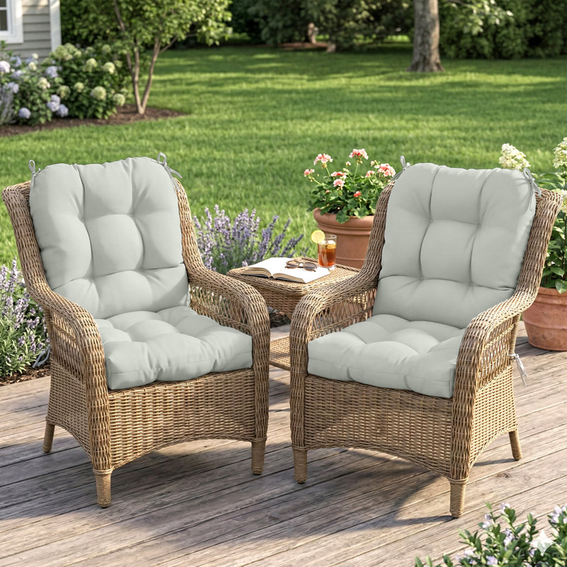 Outdoor Replacement Cushion Set Deep Seating Seat / Back Cushions with Ties (Set of 2), Sage Green