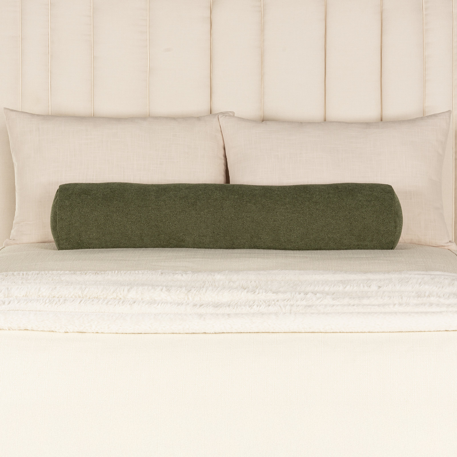 Cascade Throw Pillow, Bolster 8" H x 39" W, Green