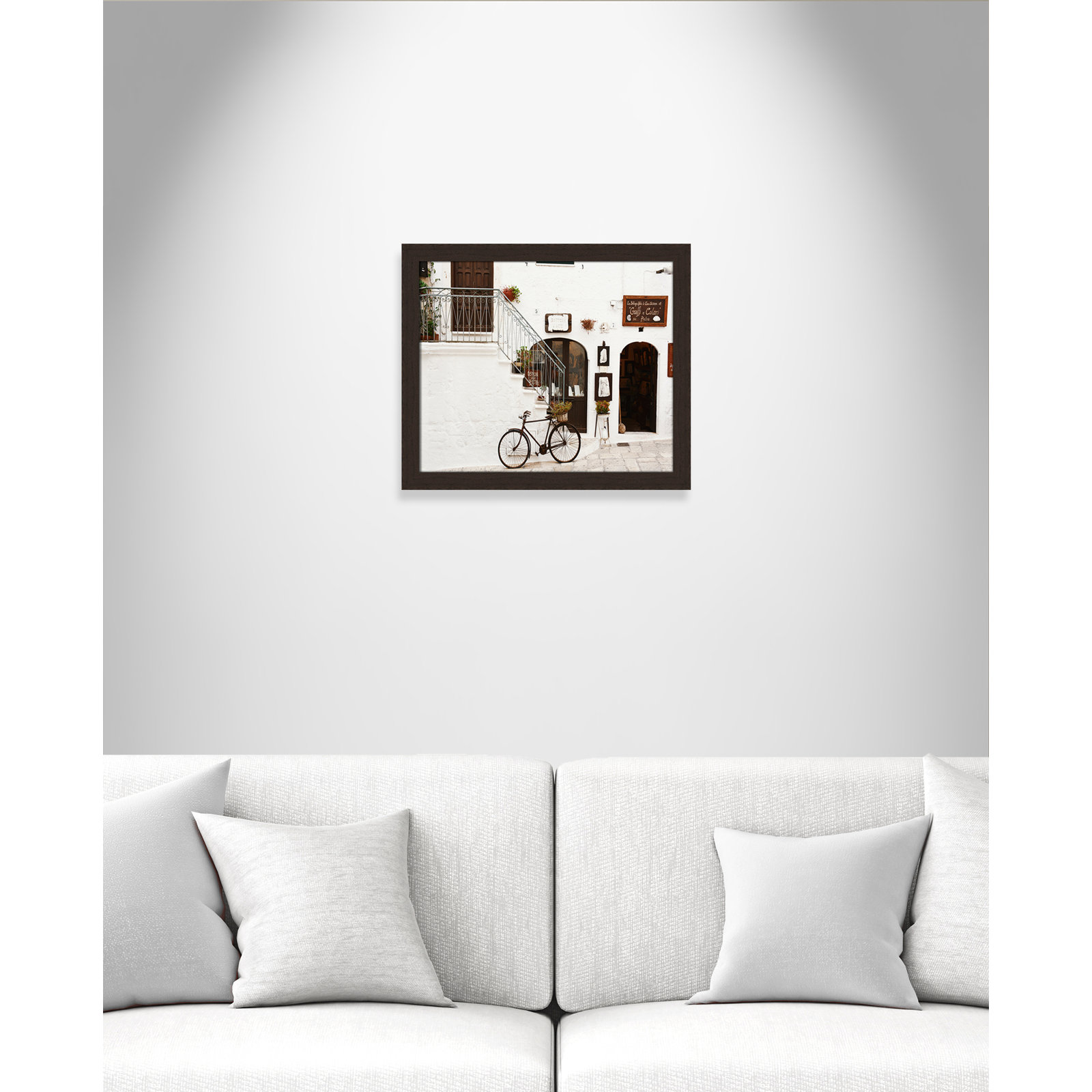 Em "La Bottega d'Arte" Print by Bogdan Dada, 17" H x 20" W x 0.75" D, Walnut Framed