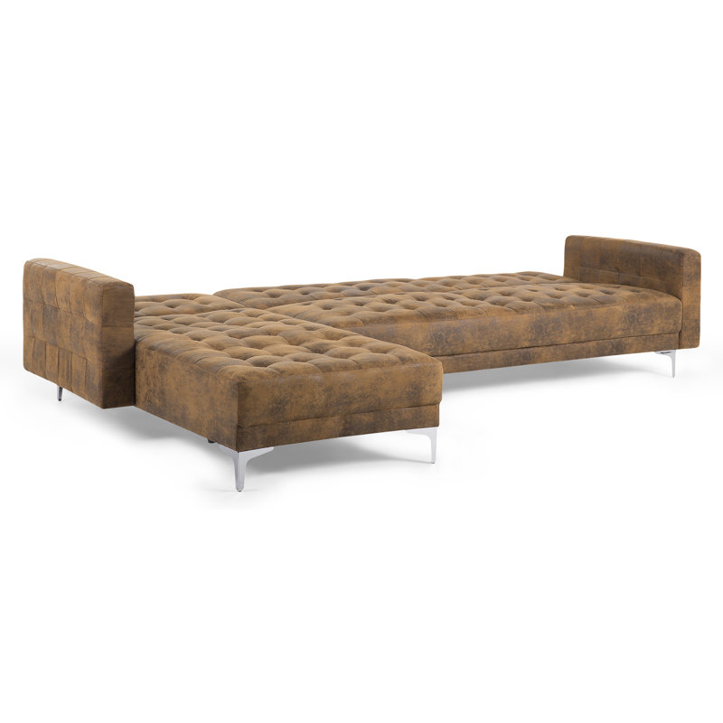 Delia 4 Seater Faux Leather Sofa Bed, Brown