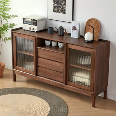62.99"Solid Wood Oak brown Sideboard