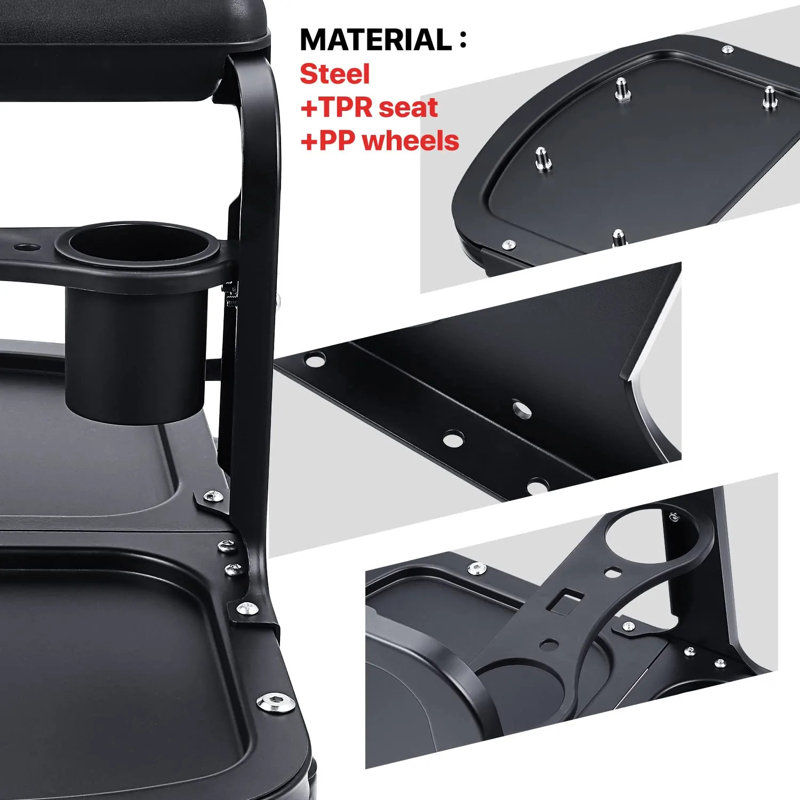Garage/Shop Rolling Stool 5 Rollers Heavy Duty Creeper Seat with Towel Rack Tool Rack Storage
