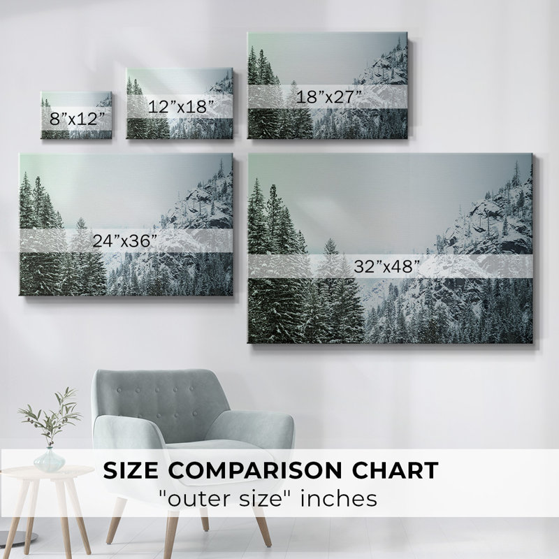 Chutes de neige dans Cascadia II V1, toile tendue avec châssis, H 24 po x l 36 po