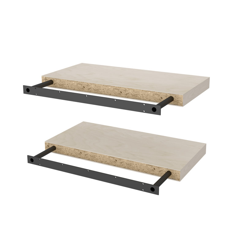 Tablette flottante 2 pièces Ayvin, Naturel, H 1,8 po x l 24 po x P 12 po