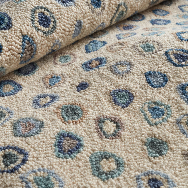 Tapis en laine crocheté à la main Cat's Paw, Rectangle 7 pi 6 po x 9 pi 6 po