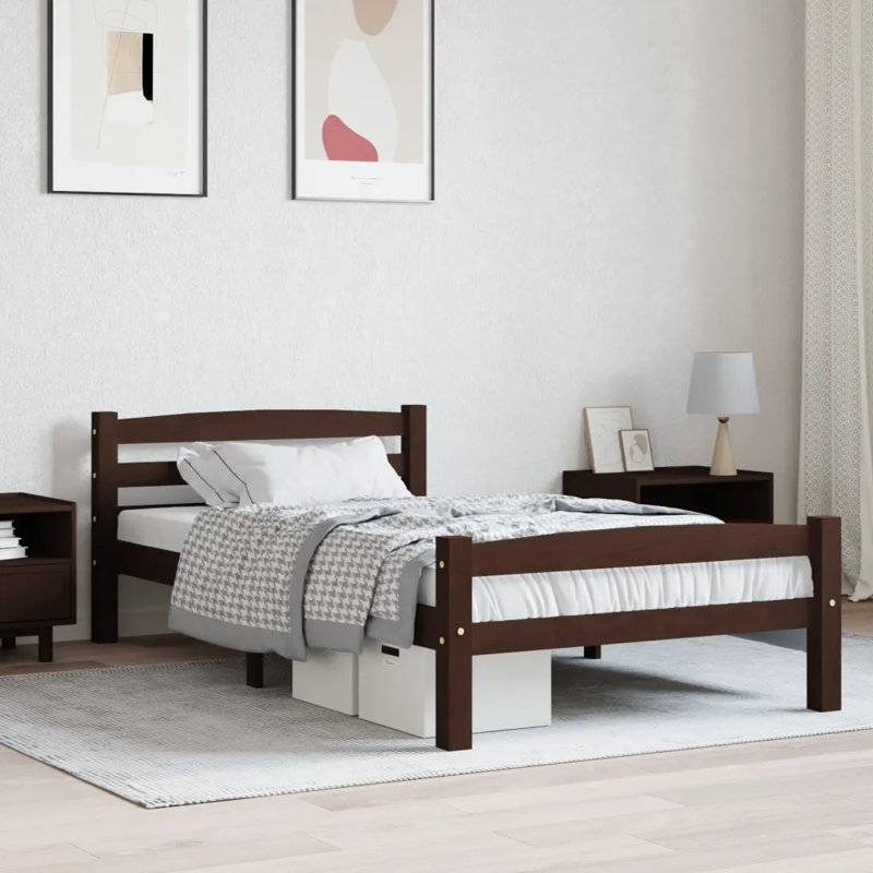 Beeman Solid Wood Bed, Light Brown, 100 x 200 cm