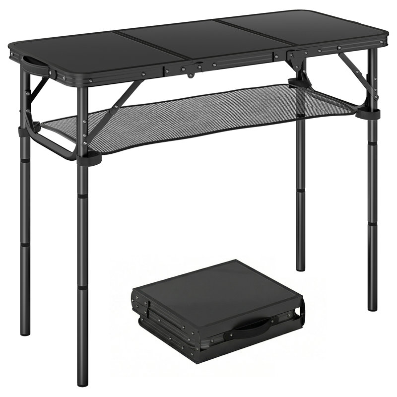Folding Table, 70cm H x 90cm L x 40cm D, Black