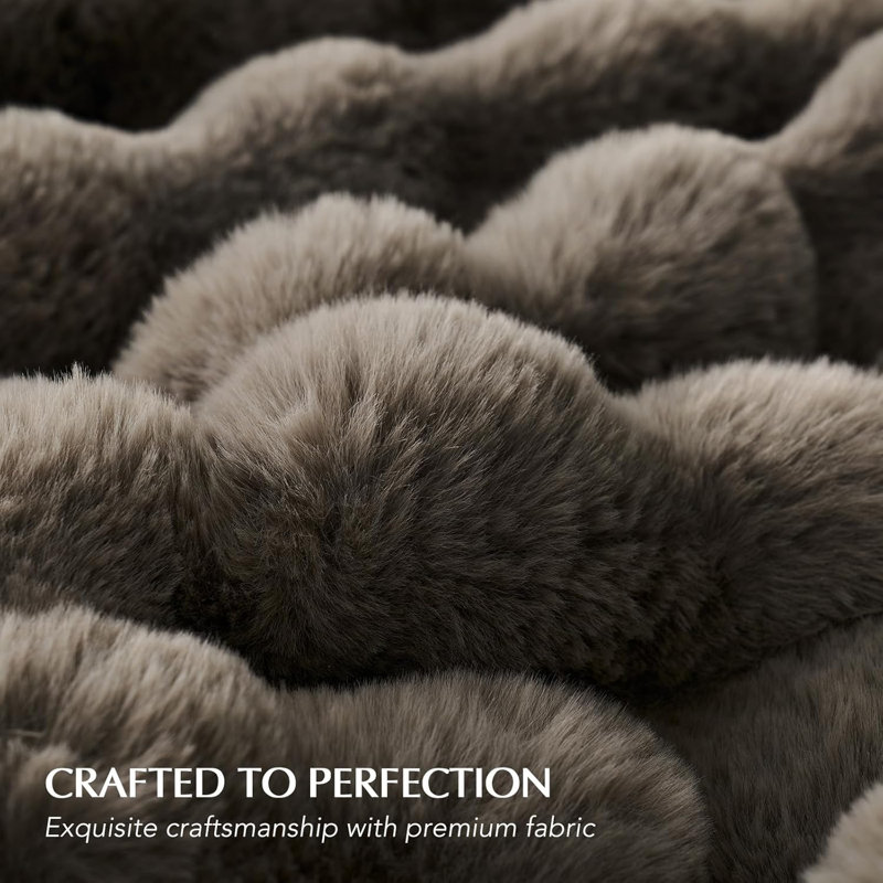 Ridgeline Faux Fur Throw Blanket, 80" L x 60" W, Dark Taupe