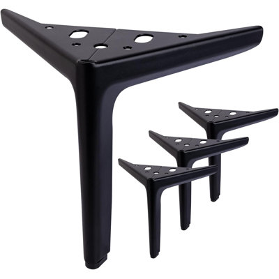 Matte Black Metal Furniture Legs Set Of 4, Heavy-Duty Replacement Legs For Sofa, Cabinet, Couch, Ottoman, Table, And Dresser, Easy Installation, Rust-Resistant, Minimalist Design