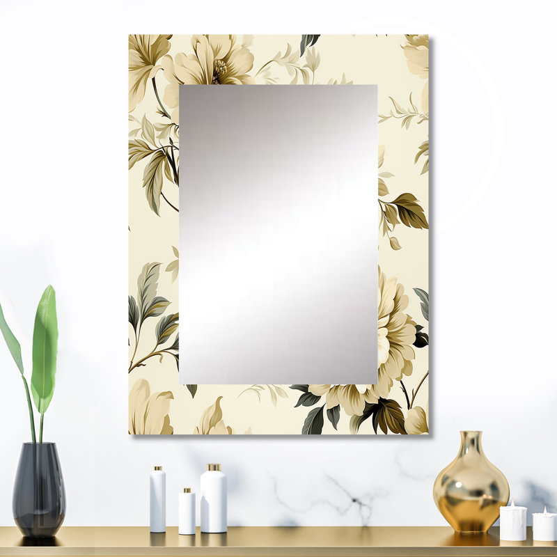 Kiser Minimalist Victorian Simplicity Victorian Pattern - Floral Wall Mirror, Floral Decorative Mirror, Printed Metal Art