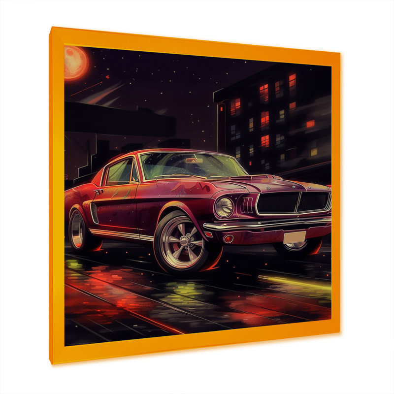 Red and Black Revving The Canvas - Cars American Muscle, impressions sur toile, H 16 po x l 16 po, Encadrement doré