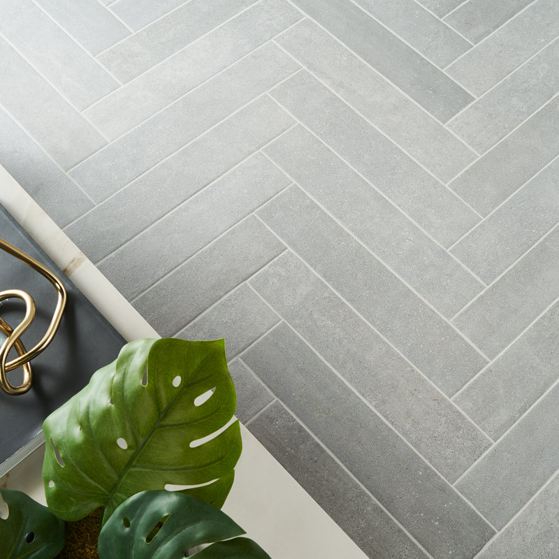 Carreau de plancher et de métro en porcelaine sans motif 4 po x 19 po Sanskrit, Gris