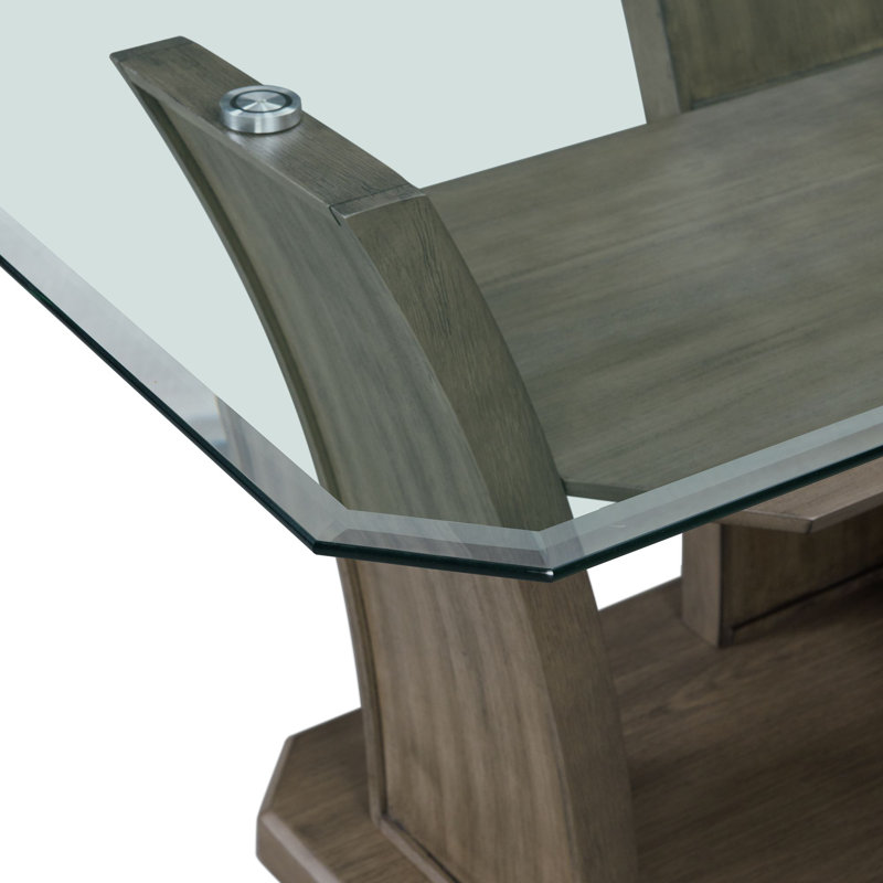 Simms 72'' Gray Glass Top Rectangular Dining Table