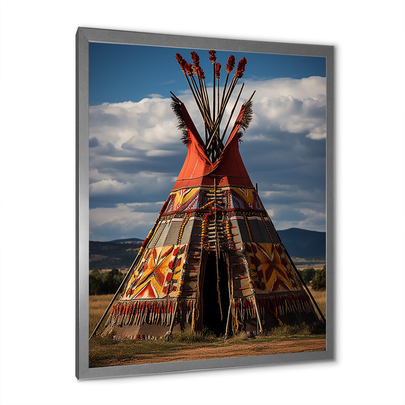 Tipi amérindien harmonie des prairies - Imprimé, H 32 po x l 24 po x P 1 po, Cadre photo argenté