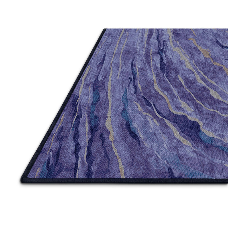 Machine Washable Purple Area Rug, Round 4'