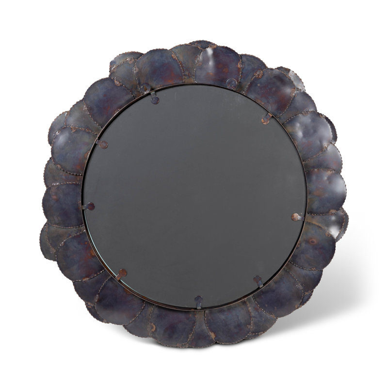Suri Round Iron Mirror, 33" x 33", Antique Gray