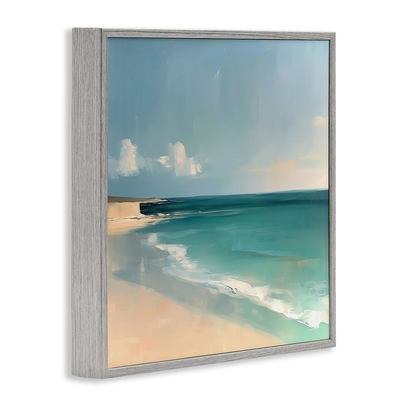 Giclée encadrée de l'horizon turquoise expressif, design par Annabelle Hall, H 17 po x l 17 po, Estampe numérique Farmhouse