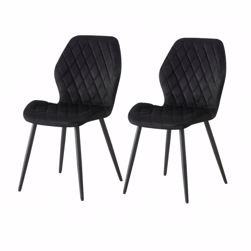 Stansky Upholstered Velvet Dining Chairs, Black