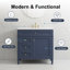Meuble-lavabo moderne 36 po avec lavabo en céramique, tiroir coulissant et porte d'armoire, pieds romains, 2 tiroirs, capacité de 300 lb, robinet central de 4 po-775940097