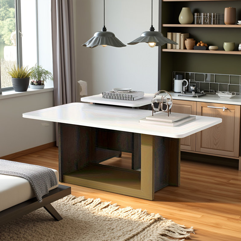 Ensemble de 2 tables basses Modern Light Luxury Luxury, Blanc