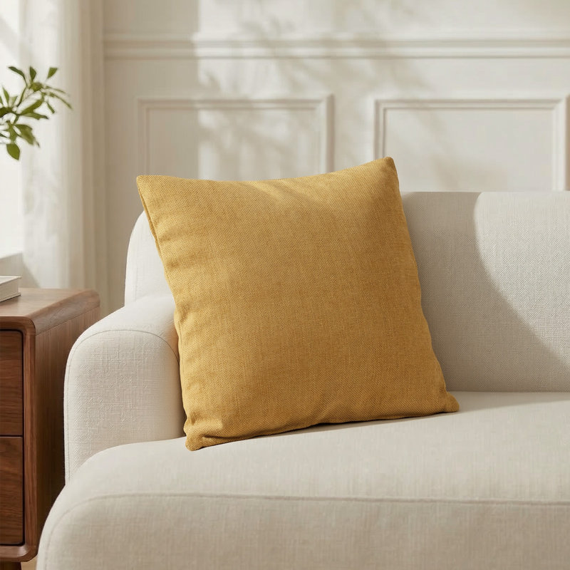 Housse de coussin en chenille douce, Jaune
