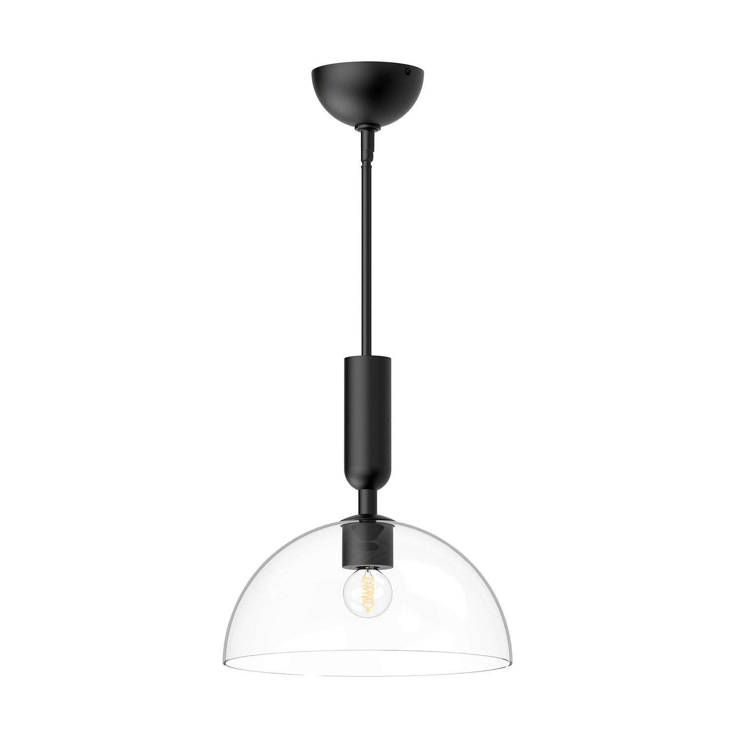 Casoria Single Light Glass Pendant, Matte Black