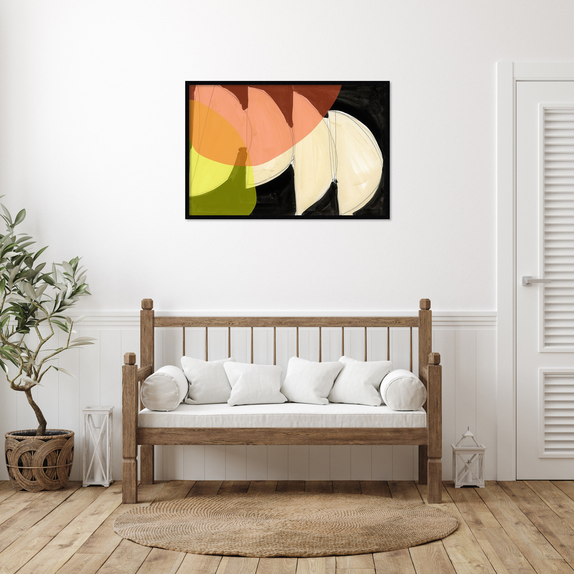 Four Semi Moons I by Gilpin Wood Framed Wall Art Print, 28" H x 41" W, Black
