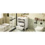 Meuble-lavabo de salle de bain rétro blanc 24 po avec lavabo en céramique et 3 tiroirs, bois de pin massif, lavabo à tiroirs longue durée, structure en bois, conception de déversement-130836994