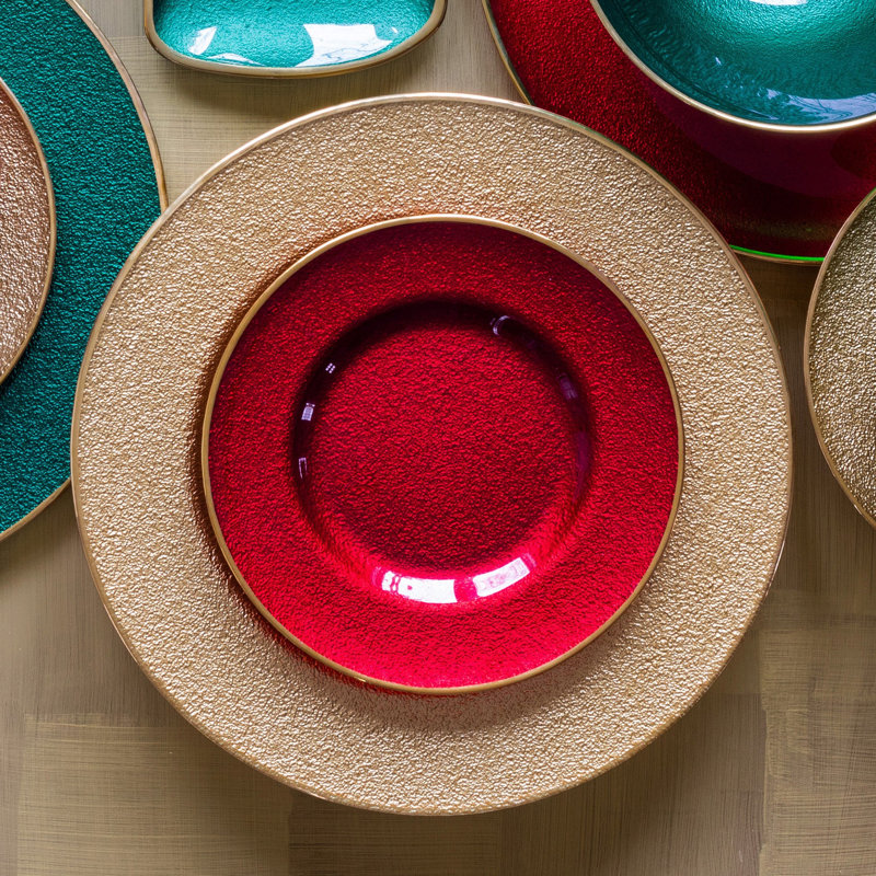 Assiette à salade en verre métallique, Rubis