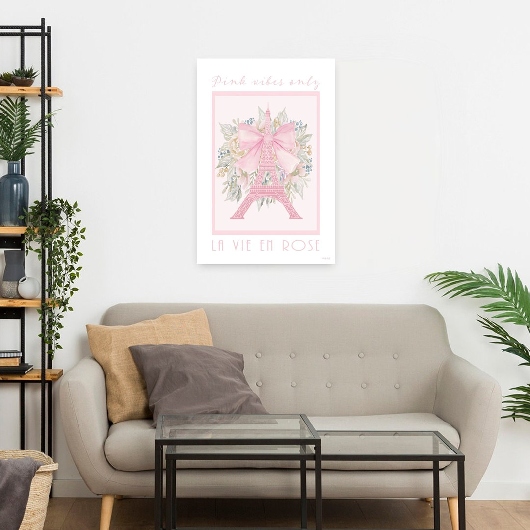 Paris France - Pink Vibes Only by Cindy Jacobs - Wrapped Canvas Print