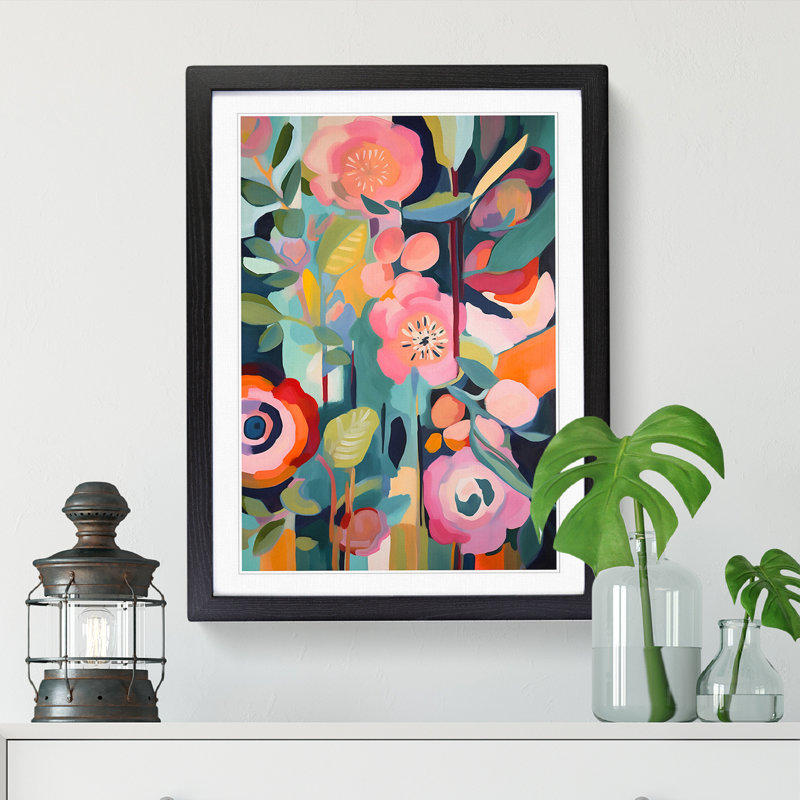 Modern Flowers Orphism Vol.10 - Picture Frame Print, Black, 46cm H x 34cm W x 2cm D