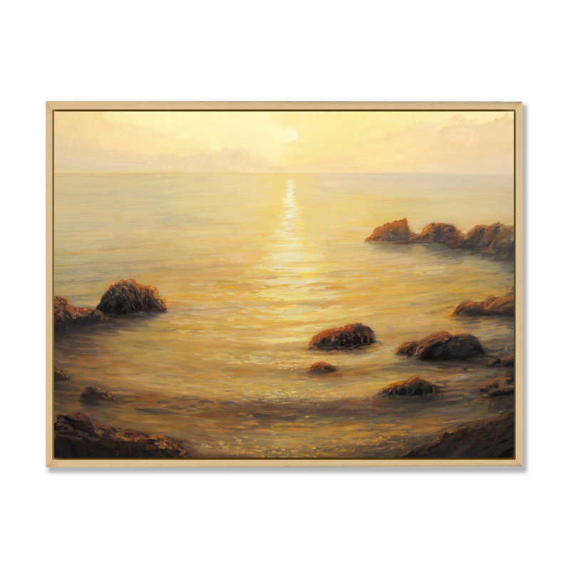 Golden Sunrise Sunet - reproduction sur toile, H 12 po x l 20 po x P 1 po, Cadre flottant brun