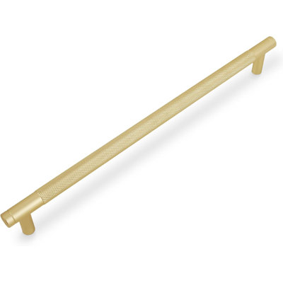 10 Pack Brushed Brass Cabinet Handles, Knurled Drawer Pulls, 10 Inch Hole Center, Durable Kitchen Hardware For Cabinets, Dressers, And Doors
