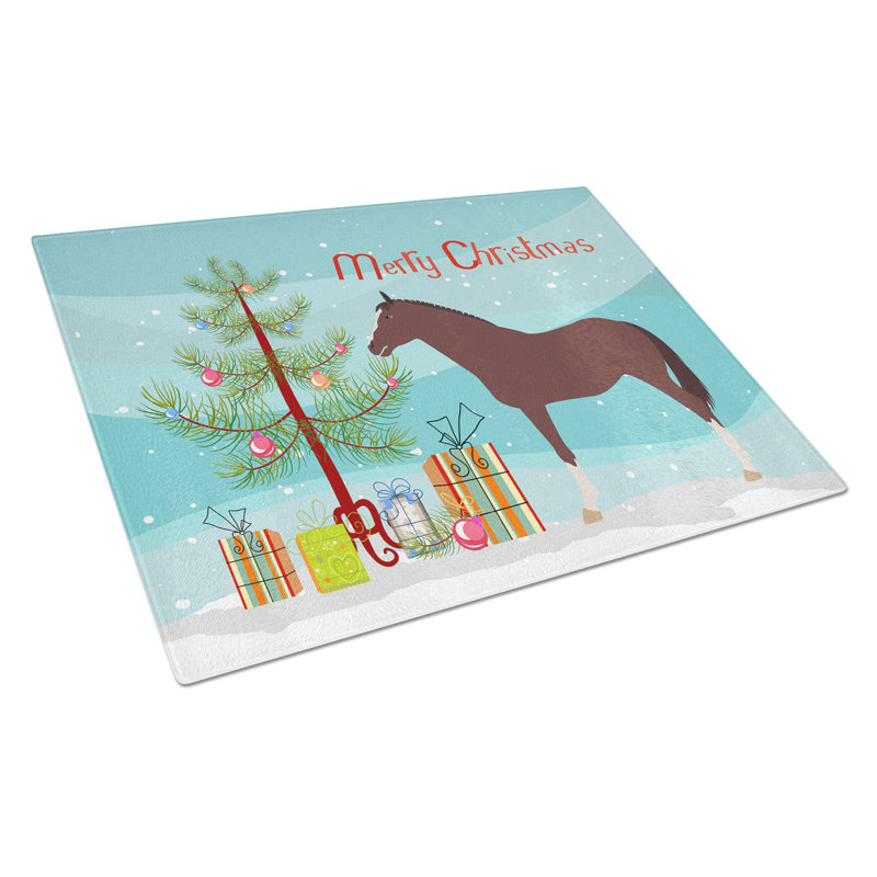 Caroline's Treasures Tempered Glass English Thoroughbred Horse Christmas Cutting Board