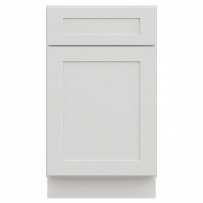 Armoire de base 21 po blanc doux prête à assembler avec portes en bois massif et tiroirs à queue d'aronde