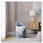 Tabouret de coiffeuse rembourré avec pivot - tissu bleu clair - couvercle de rangement amovible-431490788