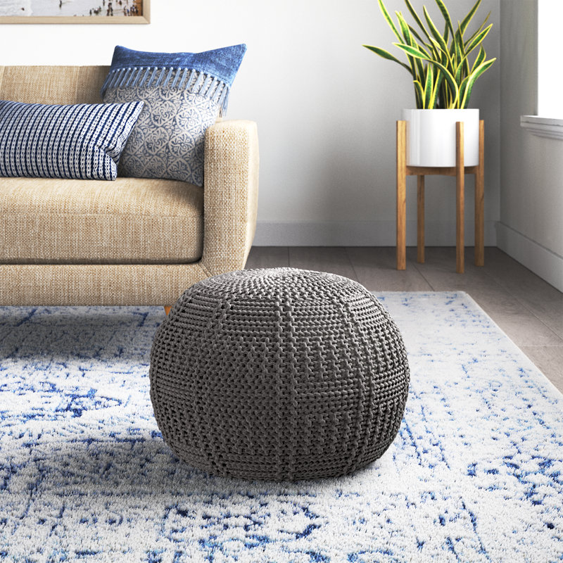 Pouf rond de 20 po de largeur, Gris