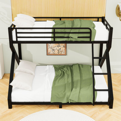 Metal Bunk Bed with Slats and Safe Ladder
