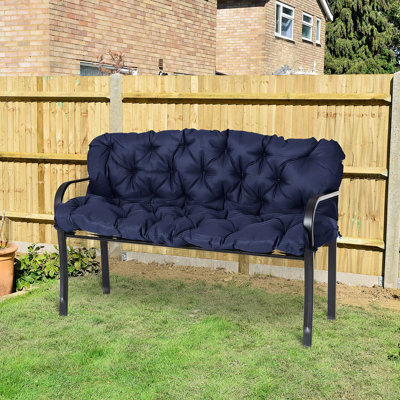 Dark Blue Patio Swing Chair, Bench And /Couch Cushion Pads, 3, Overstuffed, For Outdoor Living, With & Tie-Downs Overstuffed Cushions, 3 -