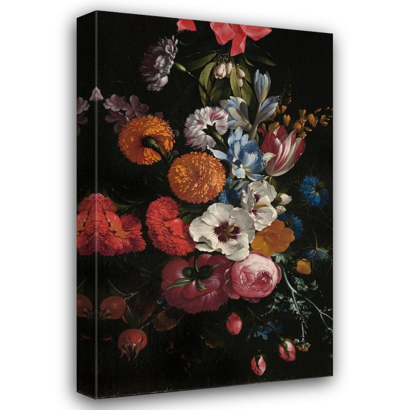 «Still Life with a Bouquet of Flowers» par Johan Johnsen - Art mural sur toile tendue avec châssis, H 24 po x l 17 po