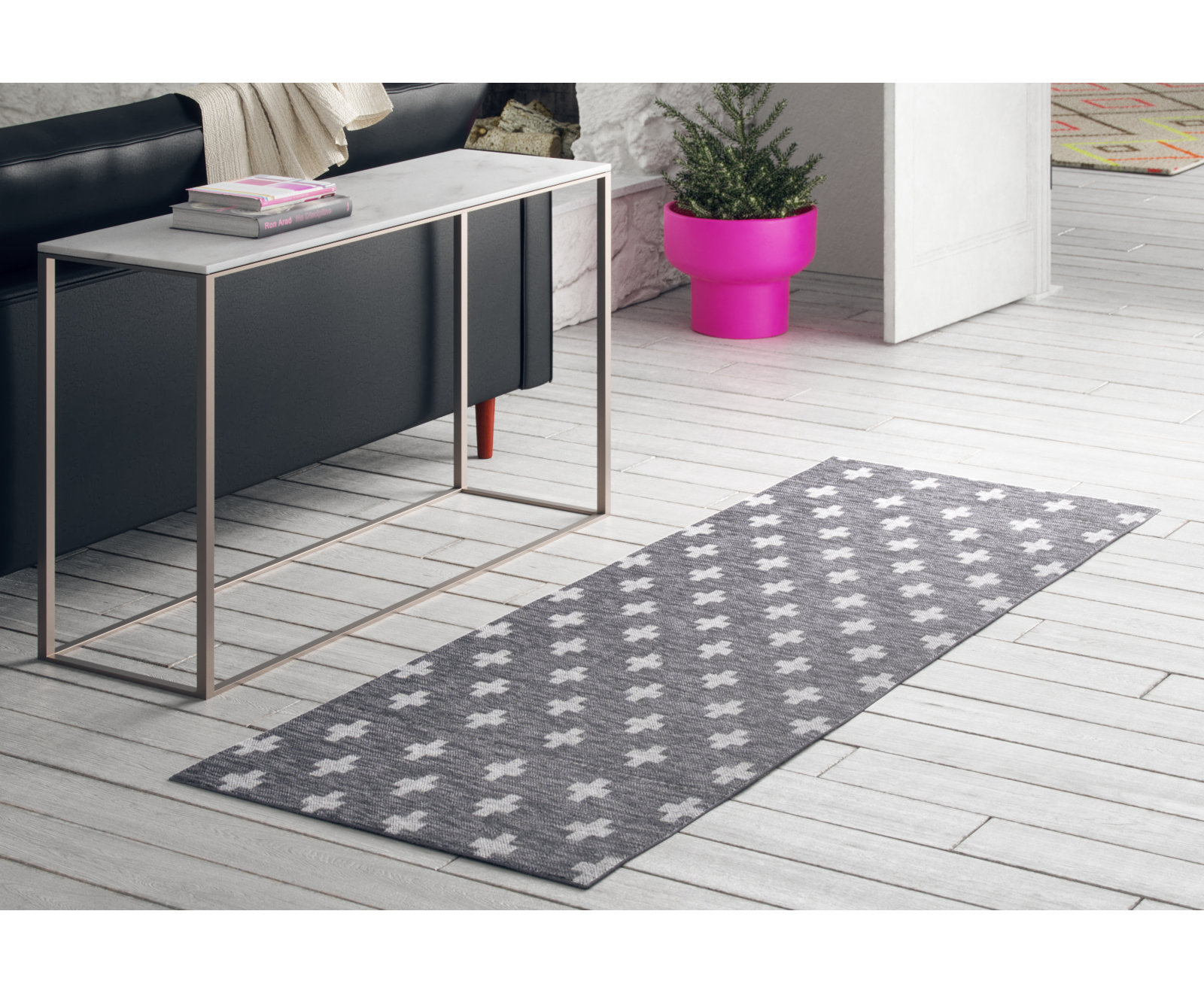 Umbria Striped Indoor / Outdoor Area Rug, Runner 2' x 6', Charcoal 