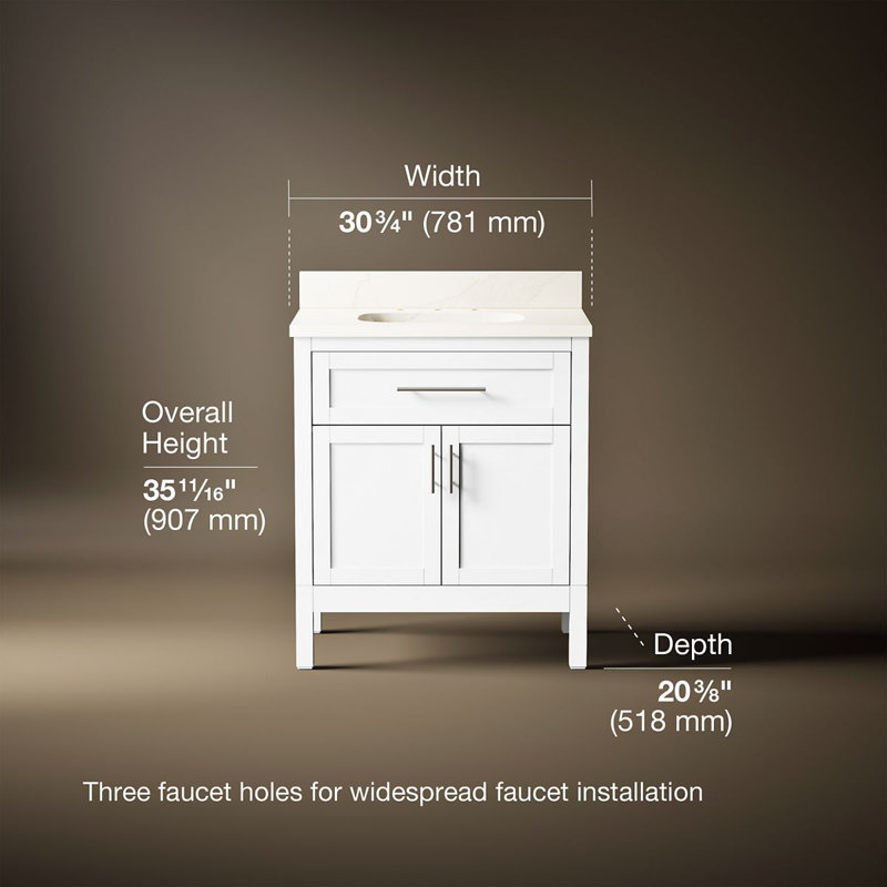 31" Single Bathroom Vanity Set, White, White, 31"