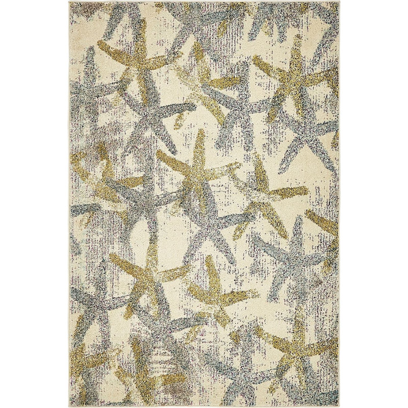 Tapis crème à motif abstrait Higley, Rectangle 4 pi x 6 pi