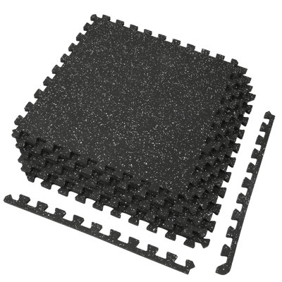 1/2" Thick 48 Sq Ft (Set Of 12 Tiles) Interlocking Rubber Top EVA Foam Floor Mat