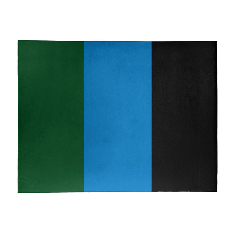 Tapis à rayures vert/bleu/noir, Rectangle 9 pi x 12 pi