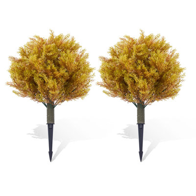 Ensemble de 2 arbres topiaires artificiels 19,6 po, arbres topiaires avec piquet en métal pour l'hiver et l'automne, jardin topiaire de Noël
