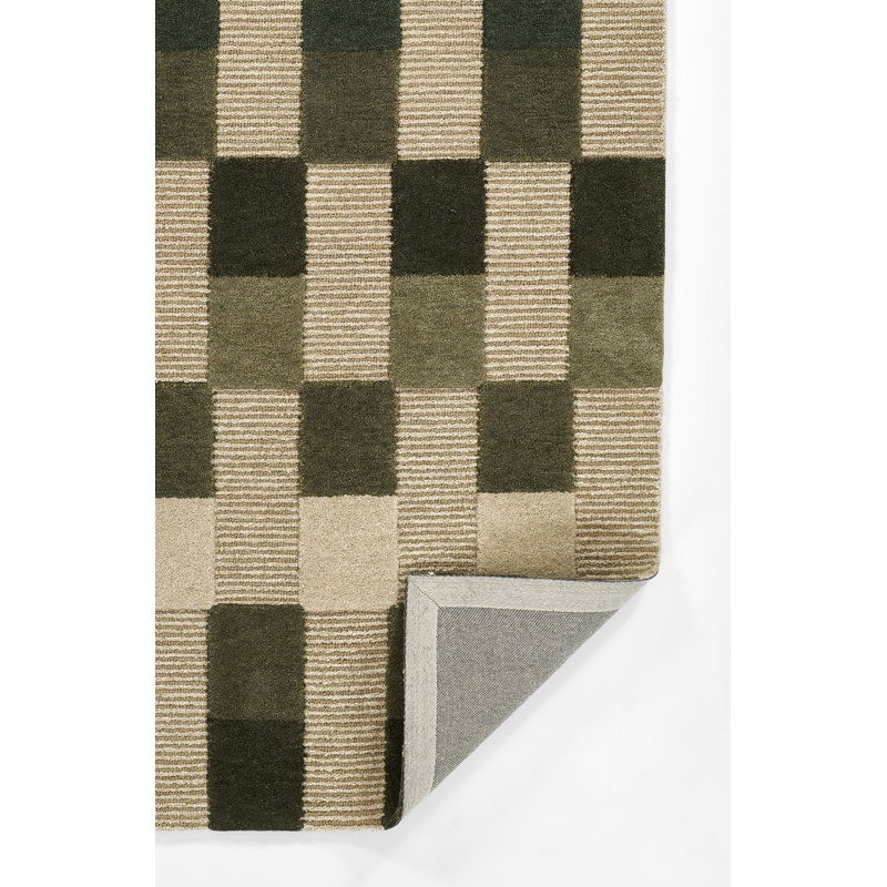 Tapis vert rayé en laine touffeté à la main Momeni Fletcher 8 pi x 10 pi, 8 pi x 10 pi