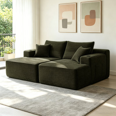 Canapé double modulaire en tissu 76 po Compression
